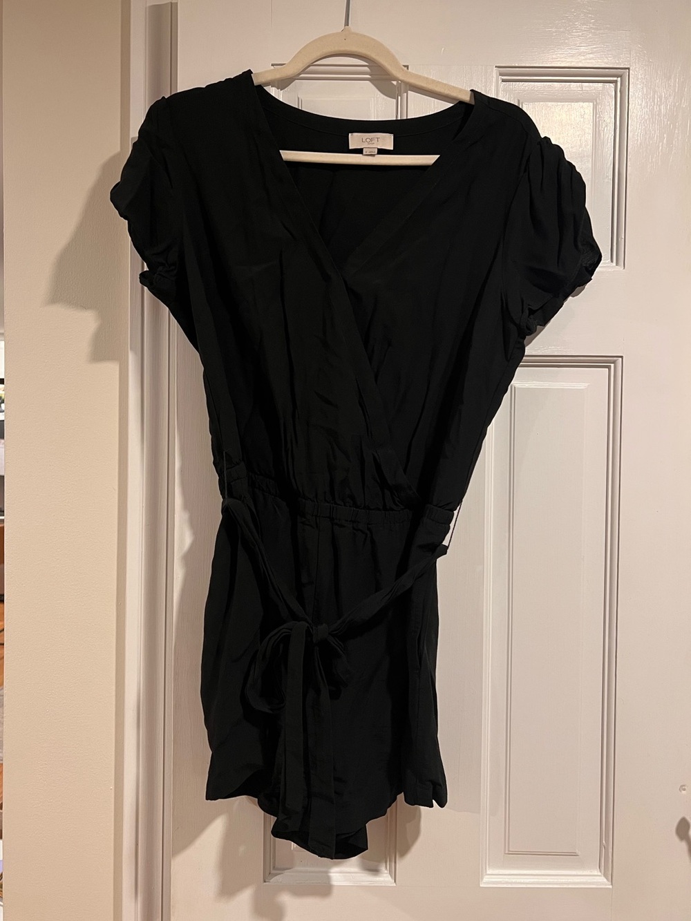 LOFT Black V-Neck Tie-Waist Romper
